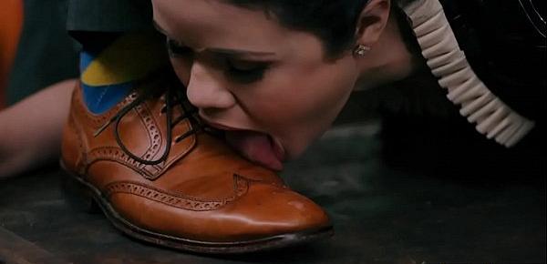  Cockriding maid licking shoes and dick